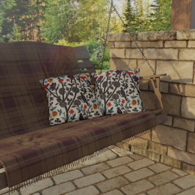 Vibrant Floral Outdoor Pillows for Garden Decor, Summer Patio Accents, Boho Throw Cushions, Chic Home Styling, Bird Print Cushions