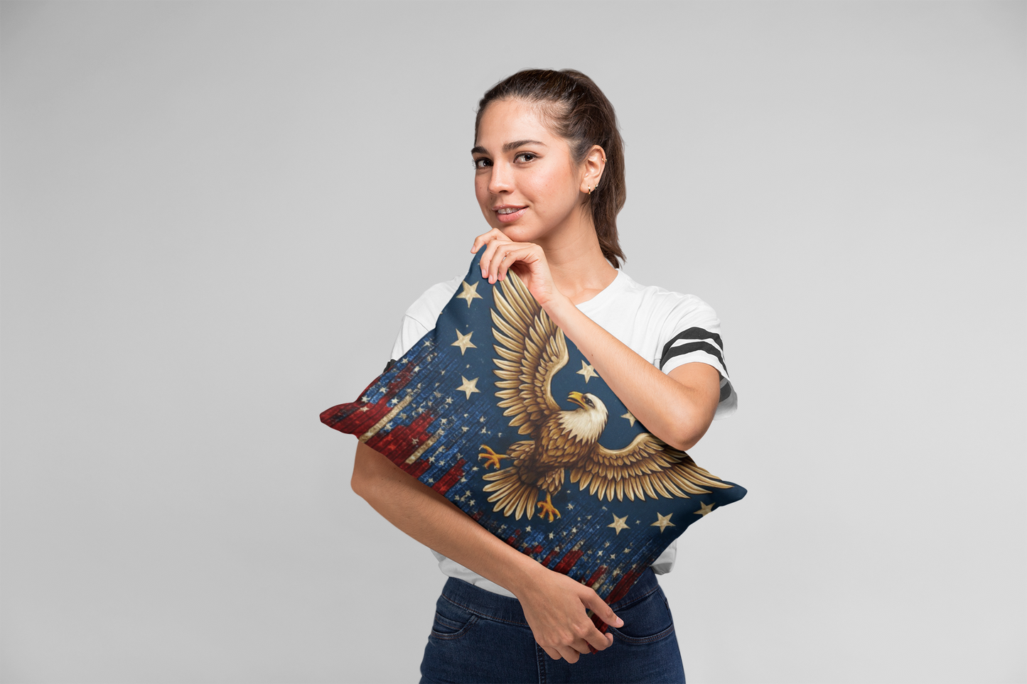 Patriotic Outdoor Pillows, USA Decor, Eagle Design, Summer BBQ, Independence Day, Garden Accessories, Indoor/Outdoor Cushion,4th of July