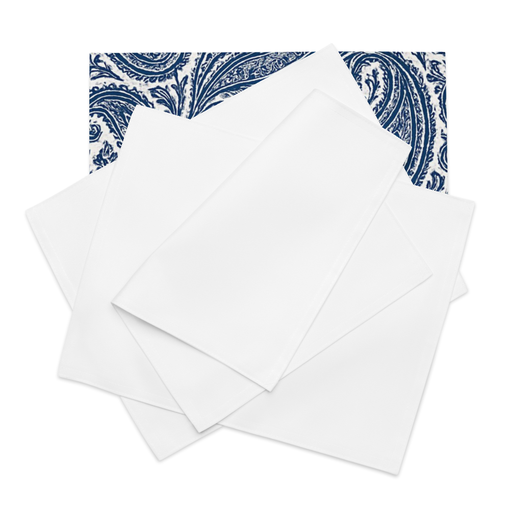 Blue Paisley Placemat Set of 4 – Elegant Table Decor for Dining or Kitchen | Art by Mina