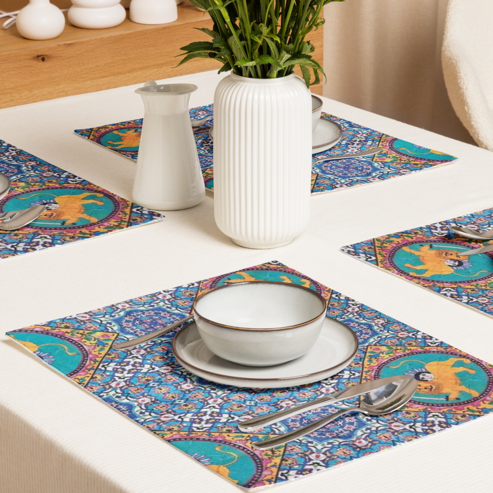 Royal Persian Lion Placemat Set – 4 Pieces (18.5” × 14.5”)