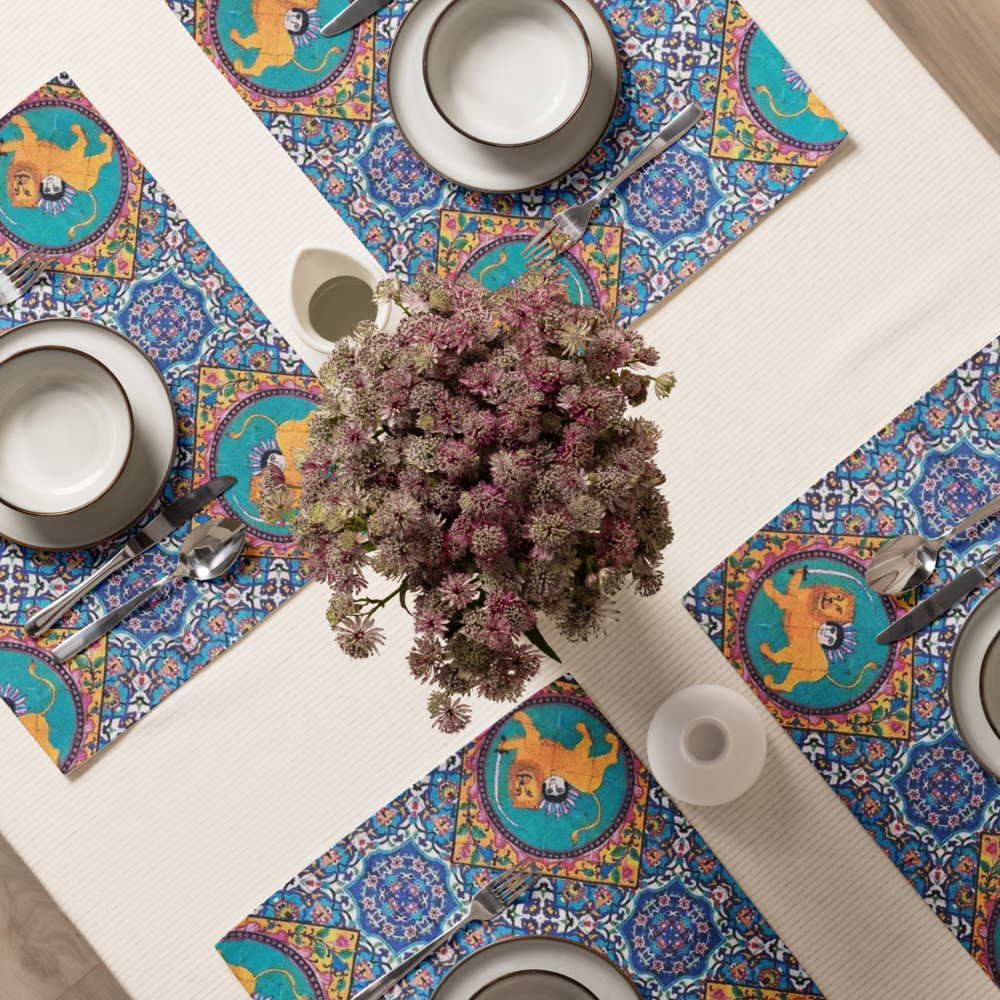 Royal Persian Lion Placemat Set – 4 Pieces (18.5” × 14.5”)