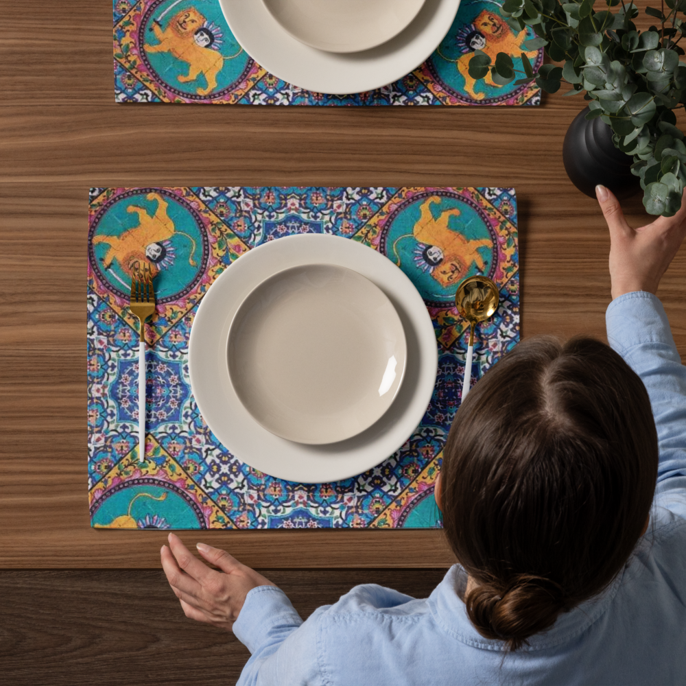 Royal Persian Lion Placemat Set – 4 Pieces (18.5” × 14.5”)