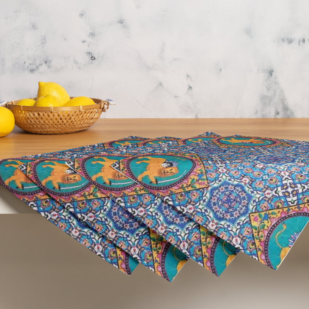 Royal Persian Lion Placemat Set – 4 Pieces (18.5” × 14.5”)