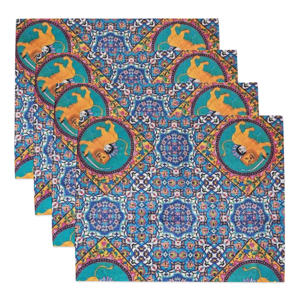 Royal Persian Lion Placemat Set – 4 Pieces (18.5” × 14.5”)