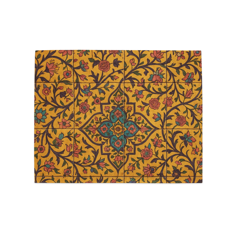 Golden Bloom Persian Placemat Set – Elegant Table Decor for Dining (Set of 4)