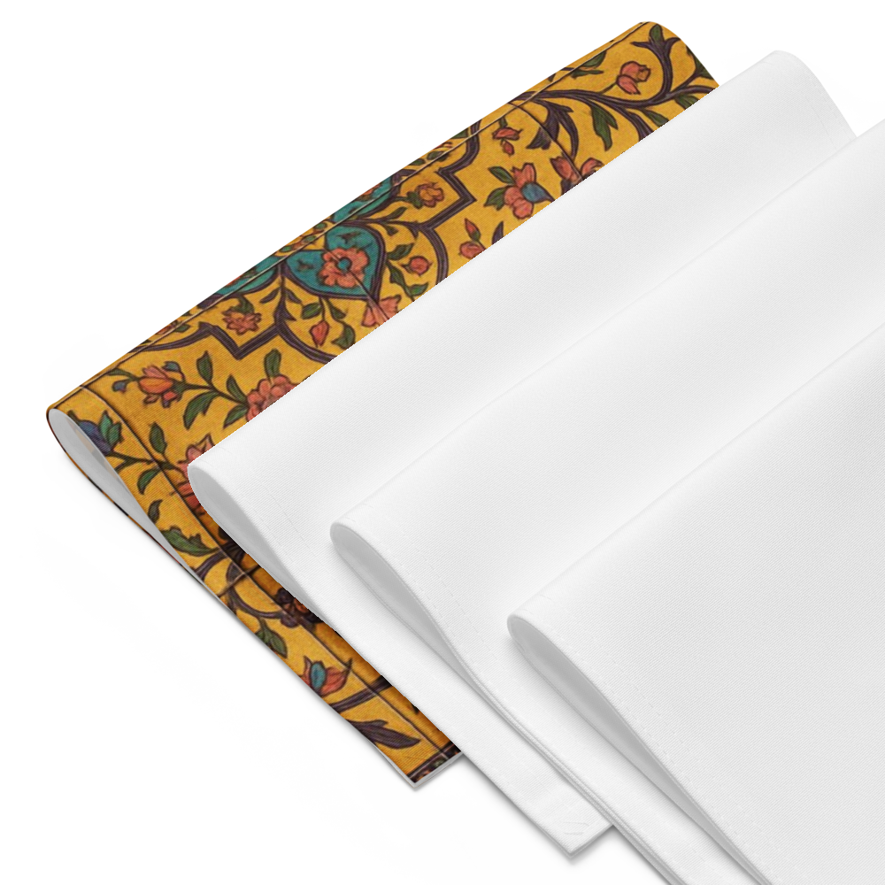 Golden Bloom Persian Placemat Set – Elegant Table Decor for Dining (Set of 4)