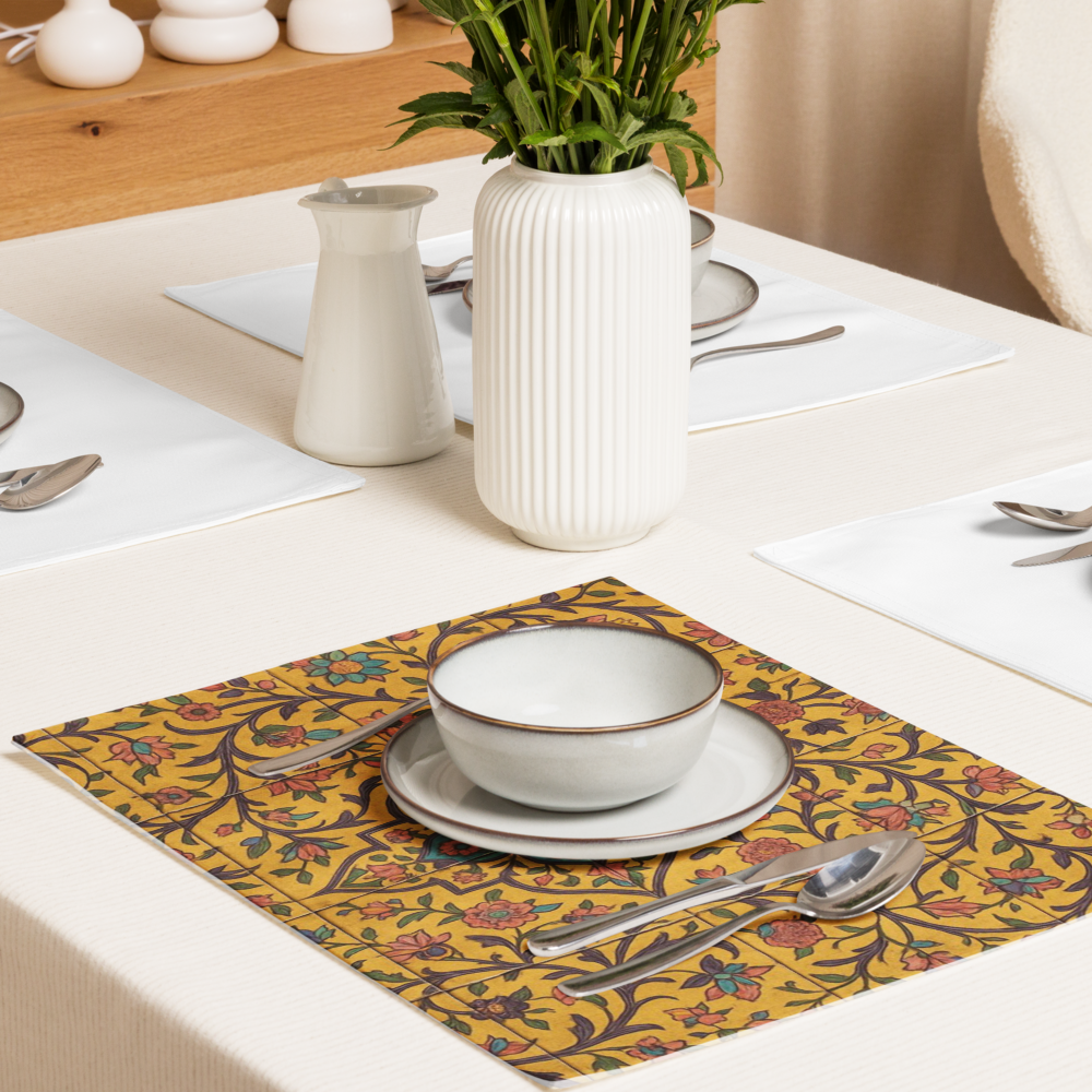 Golden Bloom Persian Placemat Set – Elegant Table Decor for Dining (Set of 4)