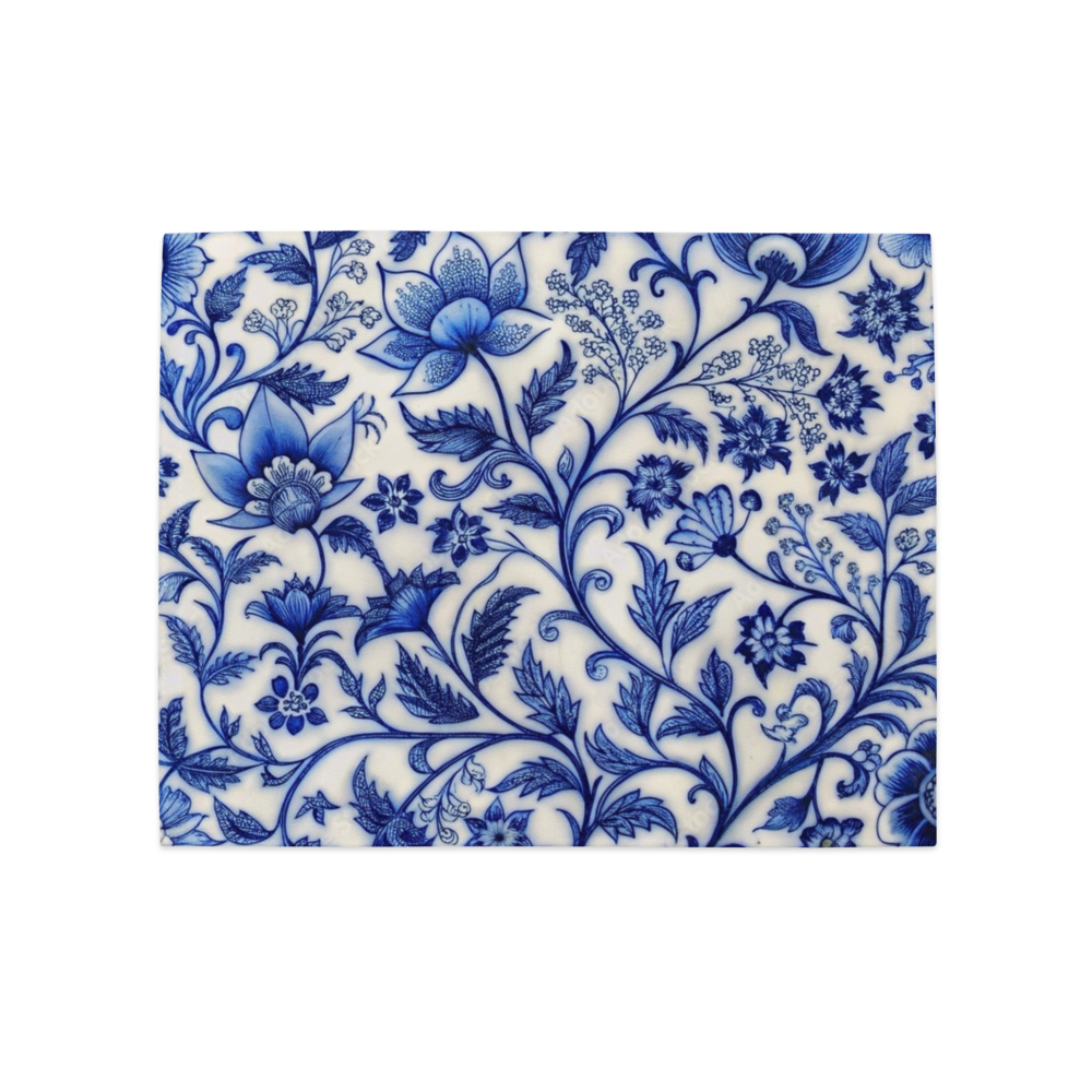 Classic Blue Tile Floral Placemat – Elegant Persian Floral Table Decor
