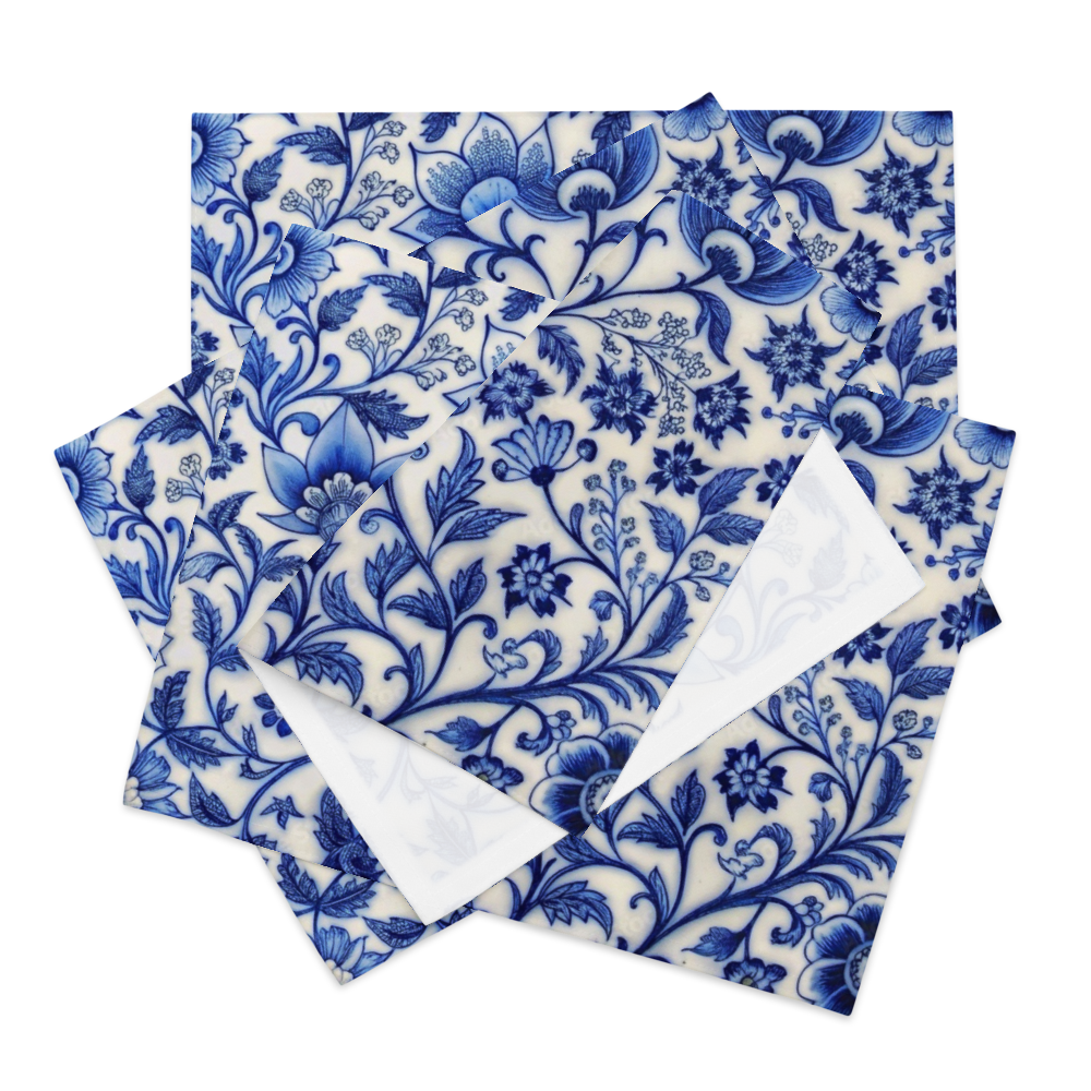Classic Blue Tile Floral Placemat – Elegant Persian Floral Table Decor