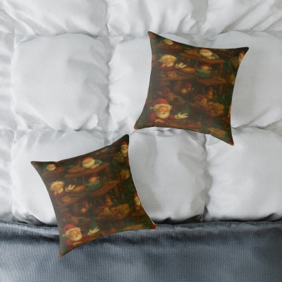 Cozy Holiday Square Pillow, Festive Santa Decor, Christmas Cushion, Seasonal Home Accent, Winter Holiday Pillows