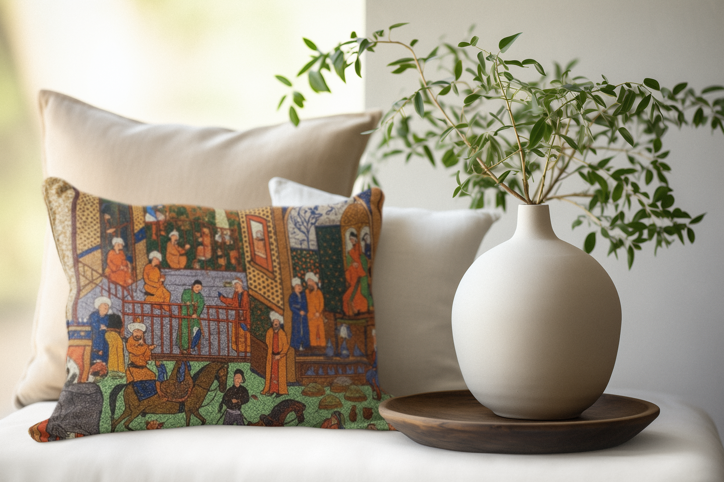 Vibrant Outdoor Pillows with Artistic Historical Designs, Bohemian Decor, Garden Cushions, Patio Accessories, Unique Gifts