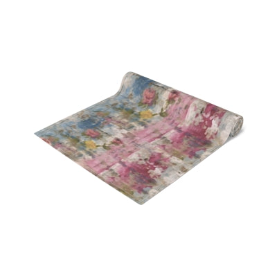 Floral Table Runner, Elegant Cotton & Poly Decoration, Perfect for Weddings, Dining Tables, Home Decor, Spring Celebrations