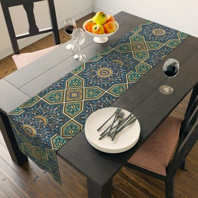 Elegant Floral Table Runner, Bohemian Dining Decor, Cotton and Polyester Tablecloth, Holiday Table Decor, Unique Housewarming Gift