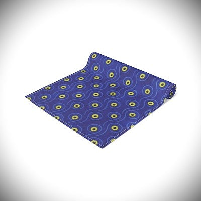 Colorful Patterned Table Runner, Boho Decor, Dining Table Centerpiece, Modern Home Tableware, Blue and Yellow Design