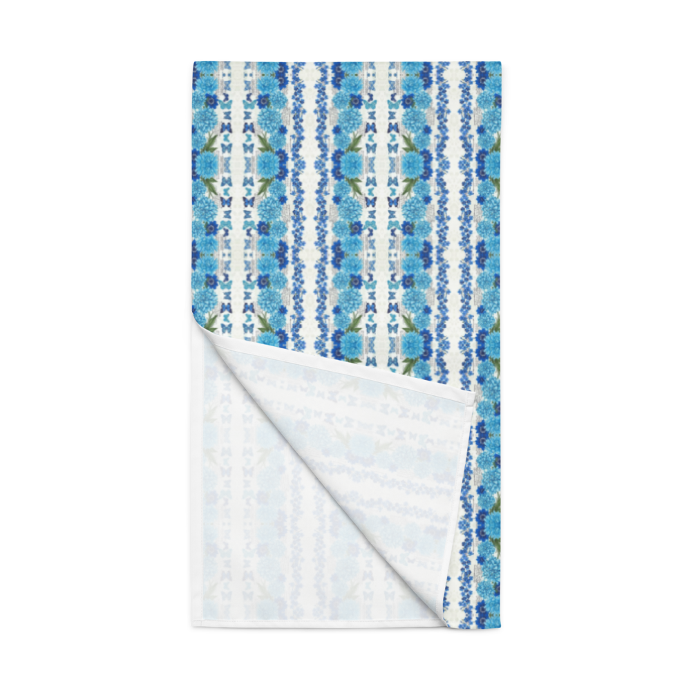 Azure Bloom Table Runner – Mediterranean Elegance
