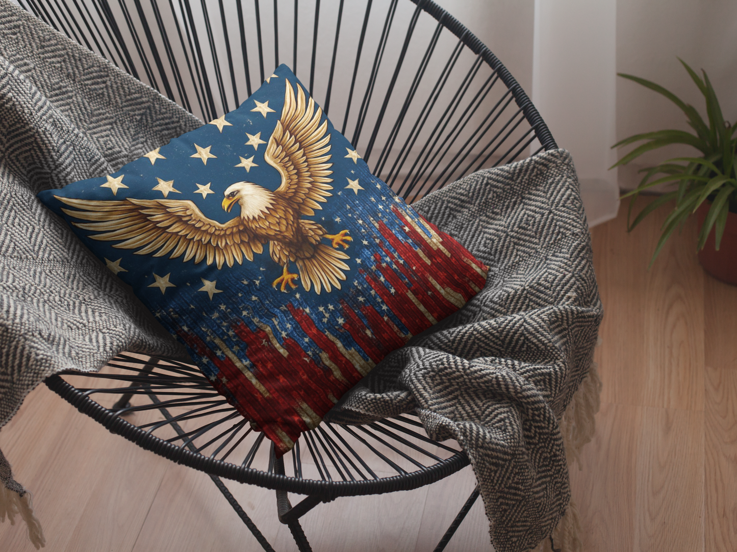 Patriotic Outdoor Pillows, USA Decor, Eagle Design, Summer BBQ, Independence Day, Garden Accessories, Indoor/Outdoor Cushion,4th of July